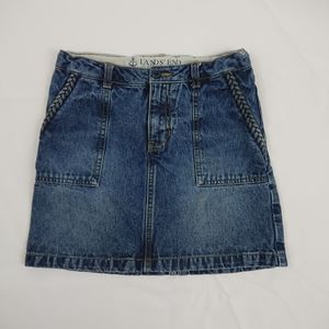 Lands End denim  skort skirt braid detail
